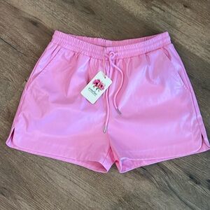 NWT ENTRO Pink Leather Shorts